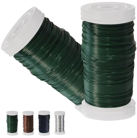 2 Roll Green Floral Wire, 0.35mm×55m, Jewellery & Garden Paddle Wire for Craft & Wreath Binding