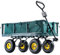 KADAX Netzgartenwagen mit Abnehmbarer Plane, Tragkraft 300 kg, Bollerwagen aus pulverbeschichtetem Stahl, Handwagen mit Antirutschgriff, Gartenwagen, Transportwagen (120L, Grün/Schwarz)