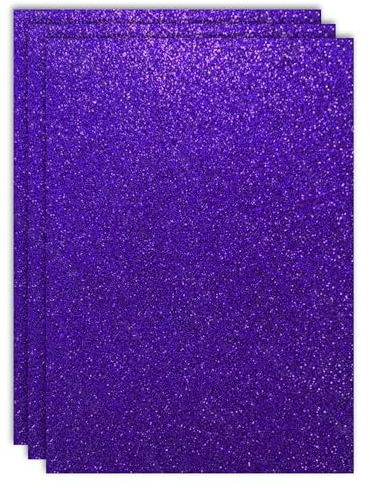 RAYLU PAPER - Farbige Glitzer-Karton, A4 und 200 g/m² Dicke, Blätter aus Karton mit Glitzer für Bastelarbeiten, 3 Stück (Violett)