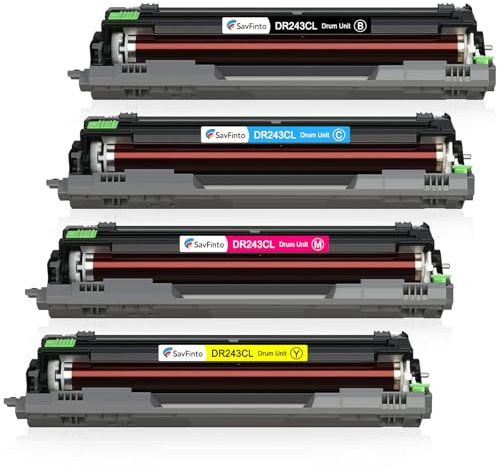 SavFinto DR243CL DR-243CL Trommeleinheiten Kompatibel für Brother DCP-L3510CDW DCP-L3550CDW HL-L3210CW HL-L3230CDW HL-L3270CDW MFC-L3710CW MFC-L3730CDN MFC-L3750CDW MFC-L3770CDW (BK/C/M/Y, 4 Stück)