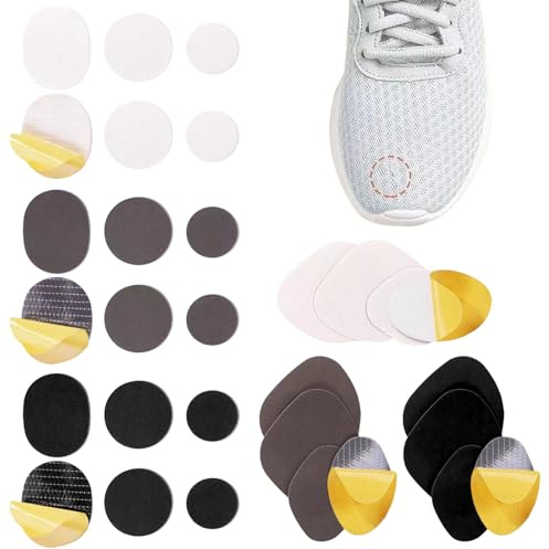 HESUSUSI Kit 30 Toppe Per Scarpe Bucate in Punta Ripara Buco Scarpa Toppa Adesiva per Scarpe da Ginnastica e Tacchi Alti