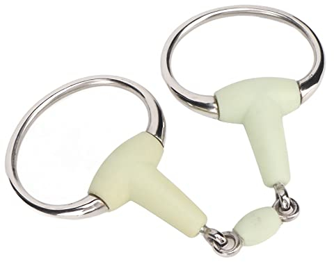 Luqeeg Edelstahlgebiss für Pferde, D-Ring Trensengebiss Gummiummanteltes Pferdemaul Trensengebiss mit Apfelgeschmack Komfort Trensenring für Pferde für Stunden Training und Rennen