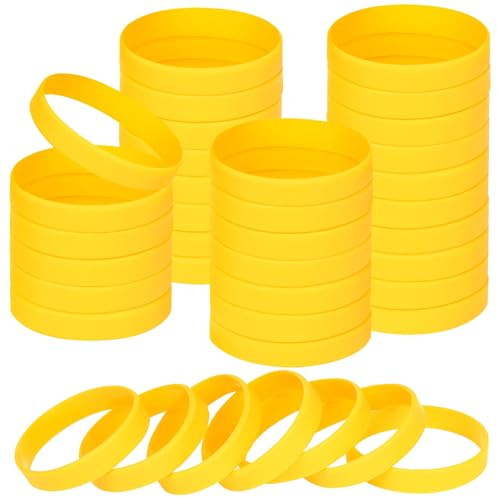 NAHRMY 16 cm silikonarmband tomma gula gummiarmband för barn, 60 st sportfest silikon elastiska armband bulk armband för barn evenemang skola lärare tillbehör