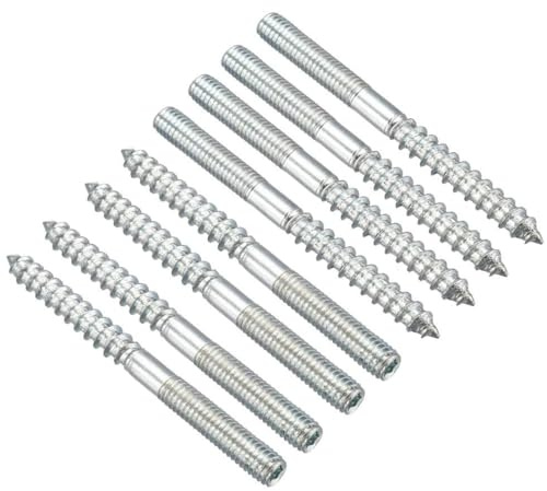 TOP-VIGOR 8Pcs Hanger Bolts, M6x70mm Double Headed Bolts Self Tapping Screw, Double Ended Dowel Screws, Screw Dowels Hanger, Threaded Lag Wood Screws and Machine Bolts for Wood Joint Furniture