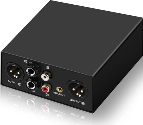 Hum Eliminator XLR TRS RCA 3.5mm AUX Multi Channel Ground Loop Noise Isolator Gold Coating Audio Speaker Buzzing Noise Filter for Home Stereo System/Speaker/Car Audio/Car Kit/Audio Player (Black)