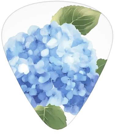 Blue Hydrangea Pattern Guitar Picks Gift Set – Smooth Durable Plectrums For Acoustic, Electric & Bass Guitar, Perfect Present For Guitar Lovers & Musicians