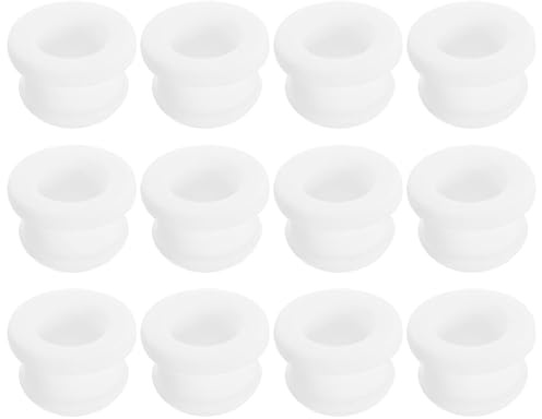 QUARKZMAN 12 Piezas Arandelas De Goma 11.5mm Agujero Taladro 8.5mm ID Agujero Arandela De Sombrero Negro Silicona Goma Tapón Agujero Junta Para Cableado Automotriz Blanco
