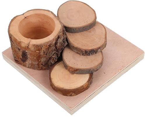 VICASKY Small Animal Wooden Climbing Toy and Fruit Wood Food Bowl Chew Platform Ladder for Small Pets Suitable for Hamsters and Dwarf Rodents