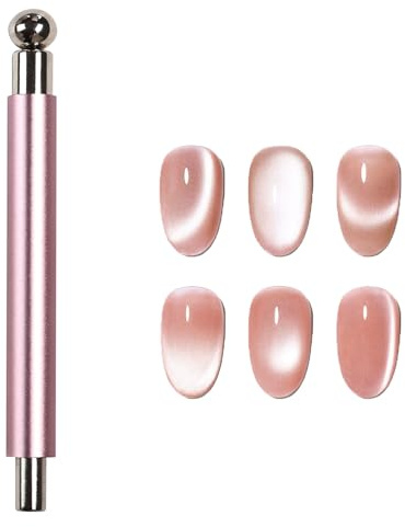 Xanthelle Cat Eye Magnet, Double-Head Magnet Wand & Cat Eye UV Gel Nageldesign, Nagellack Magnet für Nailart, Magnetischer Nail Design Tool in Roségold, Ideal für DIY und Salon
