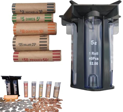 Rullo Portamonete – Cambio Tubo Selezionatore Monete, Contatore Automatico Separatore Portamonete Separatore Durevole Soluzione Per L'organizzazione Del Denaro Per L'ufficio Domestico Gestione Efficie