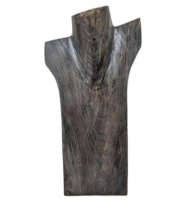 Artigianale Busto présentoir a collane h30 cm in Legno Finitura Nero Vintage