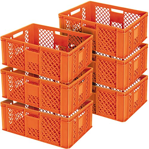 6 contenitori impilabili euro/impilabili, 600 x 400 x 240 mm, arancione