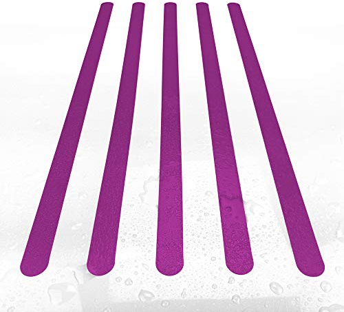 AnTina TAPES® lila Anti-Rutsch-Aufkleber als Streifen für Dusche & Badewanne, Pads Zertifiziert rutschhemmend & selbstklebend, 8 Stück in Lila, inkl. Reinigungsmittel