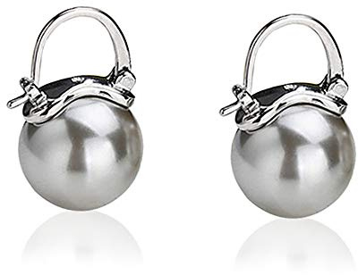 YAXUN Orecchini di Perle da Donna in Argento con 15mm di Grigio Argento Grande Perla Orecchini Pendenti, Regalo di Gioielli per le Donne e Ragazze
