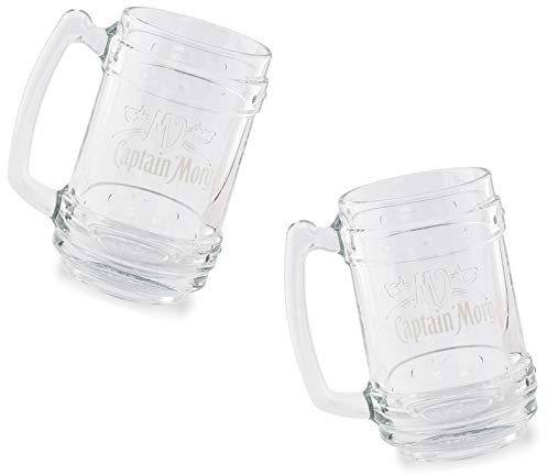 BestPlug 2 stycken Captain Morgan 0,33 l glaskanger rom transparent med 4cl markering
