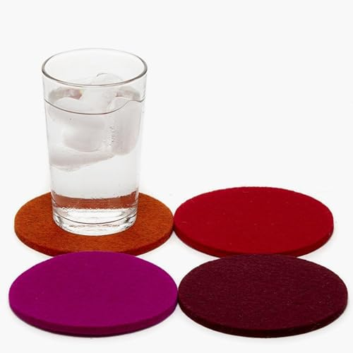 Graf Lantz - Bierfilzl Merino Wool Round Coasters Set of 4 - Bordeaux (4 Circles) - Absorbs 30% of Weight - German Wool - Heat Resistant, Sustainable, & Reusable - Home Decor & Coffee Table Decor