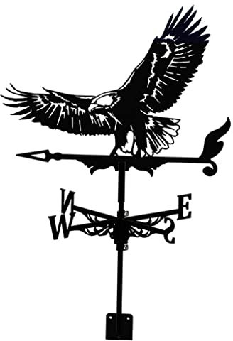 LOVIVER Veleta de Metal, Viento de Acero Inoxidable Negro Aire Libre, Techo de Hierro Retro Jardín Decoración del Hogar - Águila