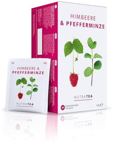 NutraTea - Tisane Aux Feuilles De Framboisier Et à La Menthe Poivrée, 20 Sachets De Thé Enveloppés (1 Paquet)