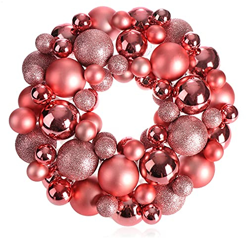 com-four Ghirlanda natalizia per porta natalizia, con diverse sfere per albero di Natale, in bellissimi colori, Ø ca. 32 cm, splendida decorazione natalizia lucida, ghirlanda da tavolo