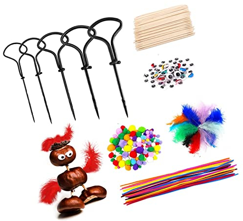 Kit de foret châtaigne pour enfants - Pour travaux manuels, automne, châtaigne, bricolage - 1,5-5 mm