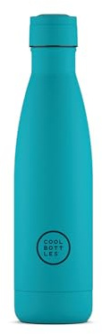 Cool Bottles - Botella de Agua de Acero Inoxidable - 500 ml - Vivid Turquoise - 26,5 x 7 cm - Botella Térmica Hermética - Bebidas frías 36 horas y calientes 18 horas - Triple-Cool Technology - Sin BPA