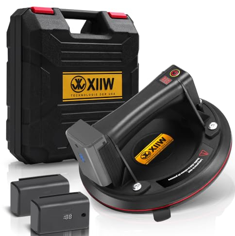 XIIW Con 2 batterie ricaricabili, sollevatore elettrico max. 300 kg, adatto per vetri pesanti, piastrelle, piastra di ferro, ardesia, ventose per il trasporto di materiali