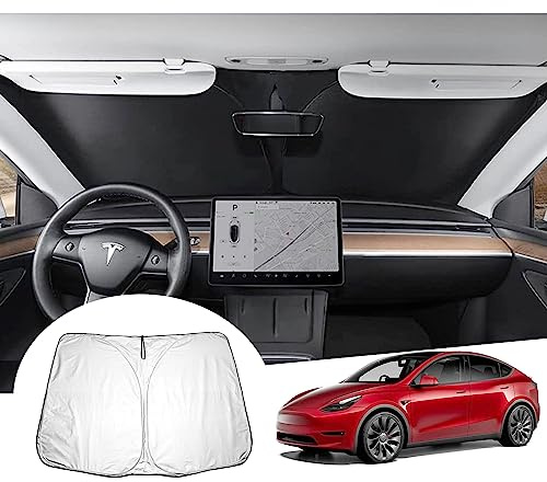 [Upgrade] GAFAT 2017-2026 2027 Tesla Model Y Juniper/Model 3 Highland Parasol Lunas Delanteras, Parabrisas Protección Solar, Tesla Y Standard Premium Accesorios, Protección UV Refrigeración