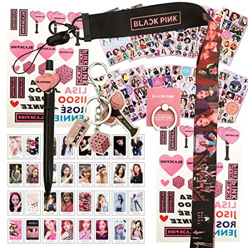 Ensemble cadeaux BP - Lot de 32 cartes Lomo BP/12 feuilles d'autocollants/1 support pour téléphone portable/1 cordon/1 porte-clés/1 stylo/2 tatouages