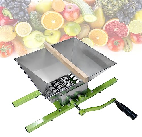 SUBTLETY 7L Obstmühle Edelstahl Manuell Maischemühle Obst Traubenmühle mit Handkurbel Obstpresse Weinpresse Saftpresse Tragbare Maischepresse Apfelpresse für Beeren Fruchtsäfte Obstweine Apfelsaft