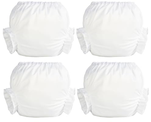 Joyo roy 4pcs Bloomers Shorts White Bloomers Infant Baby Bloomer 3-6 Months White Bloomer Pants Newborn Toddler Ruffle Bloomies Underwear Rubber Pants Baby Diaper Cover Newborn Diaper Cover 0-6M