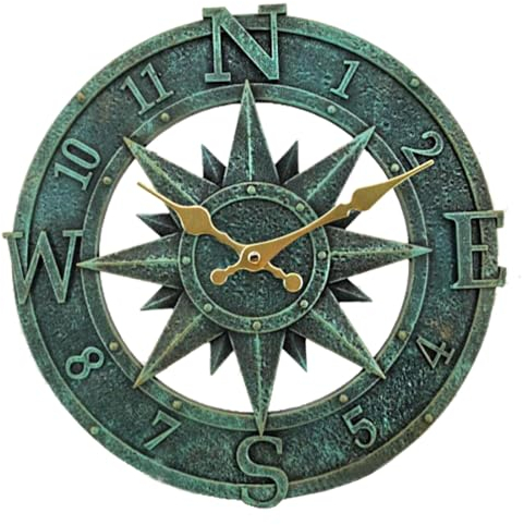 Taodyans Outdoor Wall Clock 12in Outside Waterproof Garden Clock Retro Clocks for Pool Balcony Patio and Deck -Not Silent (Turquoise)