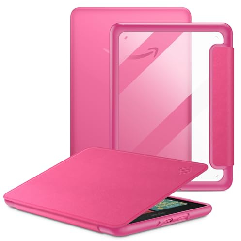 Fintie Case for 7 All-New Kindle Paperwhite 12th Gen 2024 and Kindle Colorsoft - Hybrid Slim Clear Back Shell Shockproof Cover Auto Sleep/Wake for Kindle Paperwhite 2024, Raspberry