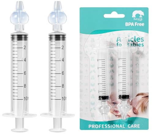 Diboniur 2 Pcs Jeringa Lavado Nasal Bebe 10 ml, Portátil Jeringuilla Lavado Nasal Bebe, Reutilizable Lavado Nasal Bebe con Punta de Silicona Suave, Seringa Lavagem Nasal Bebe Seguro y Cómodo
