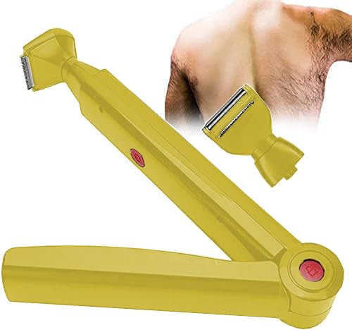 Rasoio elettrico per schiena, USB Epilatore corpo uomo con 2 lame intercambiabili e manico pieghevole per uomini barba e capelli e corpo senza dolore e vicoli senza perdita di peli