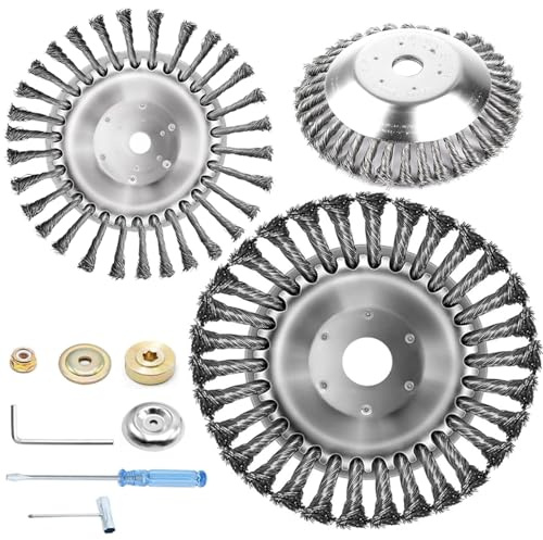 2 Stücke Unkrautbürste für Rasentrimmer,Hochwertige Wildkrautbürste,Kegel Unkrautbuerste, Professional Unkrautbürste, Motorsense Drahtbürste, Wildkrautbürste für Motorsense,(6 Zoll＋8 Zoll)