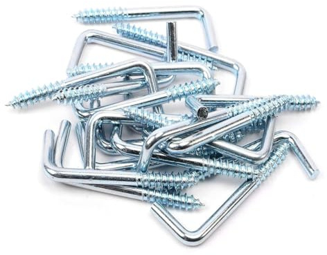 30-pack rätvinkliga krokar zinkpläterade L-krokskruvar självgängande 7 formade skruvkrokar (M3,5 x 50 mm/1,97 x 0,66 tum)