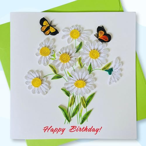 Quilling Cards 3D birthday Cards, handmade paper quilled card, handcrafted quilling card for women, kids and special family (Flowers)