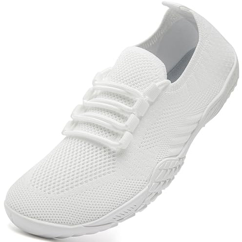 ZGPWZWL Barefoot Shoes Womens Trainers Zero Drop Workout,White,Size UK7