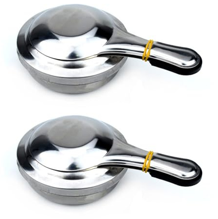 Pack of 2 Steel Miniature Alcohols Stove Fondue Burners with Cover Fuels Pastes Container for Outdoor Cooking Portable Hot Pot Burners