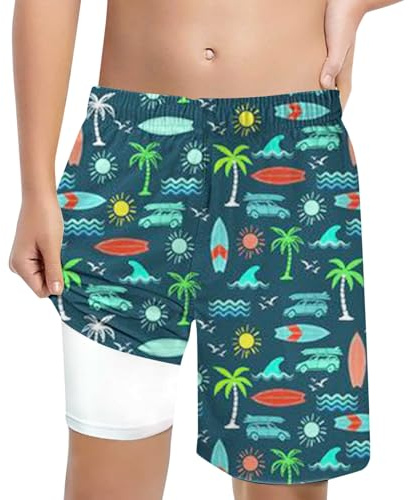BañAdor NiñO Antirozaduras - Bañador Corto Estampado Informal para niño con diseño de Cintura Alta y Ajuste Holgado