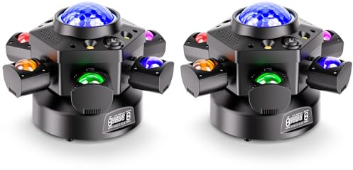 Yespick 150W Cabezas Móviles LED, 2PCS Luces DJ, Luces Discoteca con Mando a Distancia, 6 Brazos 4 en 1 Proyector, Las Magic Ball Estroboscopio, DMX512 Activado por Sonido para Fiesta Boda Bar Disco