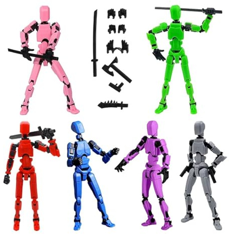 KFSCIP T13 Action Figure, 6-Piece Articulated Robot Set, Stop Motion Animation Models, Desktop Display Figures, Multi-Jointed Posable Collectibles, 14 cm Height with Interchangeable Parts