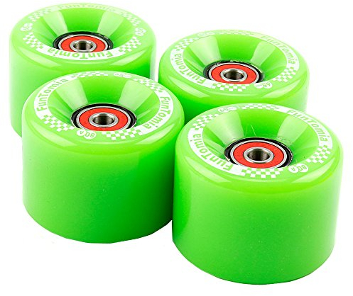 FunTomia 4 Stück Longboard/Skateboard/Mini-Board Rollen (Big Wheels) in 65x45mm 80A inkl. ABEC-9 Kugellager und Metall Spacer 80A Rollenhärte