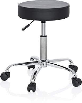 hjh OFFICE 729410 Bürohocker Operator II Kunstleder Schwarz Hocker höhenverstellbar mit Rollen