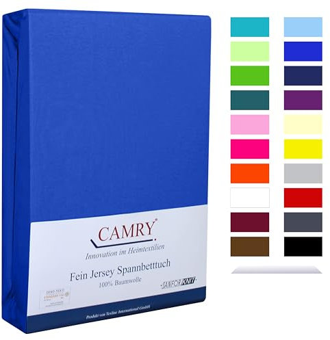 Camry Spannbettlaken 180x200cm - 200x200cm Royalblau Baumwolle Bettlaken Jersey Spannbetttuch Oeko-Tex 100