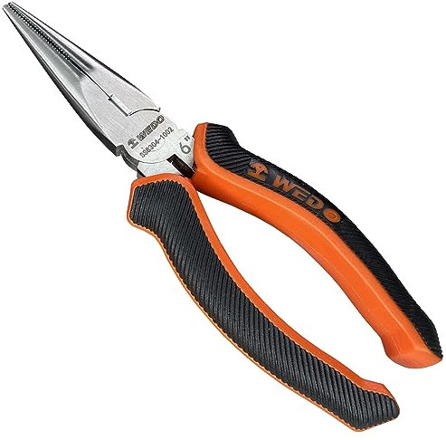 WEDO Alicates de punta de acero inoxidable,alicates de punta de aguja larga con mango antideslizante de 6 pulgadas,alicates de corte,duraderos,superficie sin cromo,longitud de 6 pulgadas