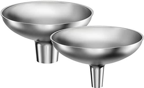 Serinar Stainless Steel Funnel, 2 Large and Small Mouth Filling Kitchen funnels, Liquids, fluids, Spices and Powders, Durable and Washable.