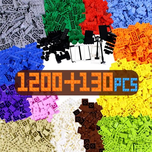 1330 pieces de briques Classiques, Briques Basiques Classiques Compatibles Avec Toutes Les Grandes Marques, En Plus Il Y A Des Portes, Des Fenêtres, Des Arbres, Des Lanternes De Rue, Des Roues