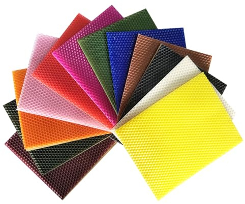 Candele di cera d'api, 12 colori, 20 x 15 cm, piastre di cera d'api per candele, candele fai da te, cera d'api pura per fatti a mano