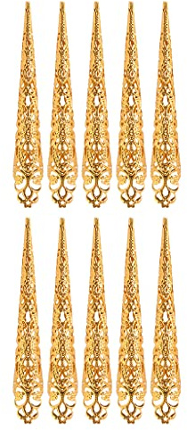 10 anillos dorados para punta de dedo para Halloween, accesorios de fiesta de Halloween, anillos de garra de dedo de la reina antigua